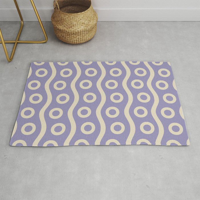 Mid Century Modern Rising Bubbles Pattern 2 Lavender and Tan Rug