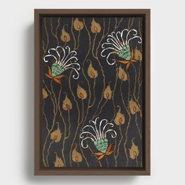 Art Deco Flower pattern pochoir print in oriental style Framed Canvas