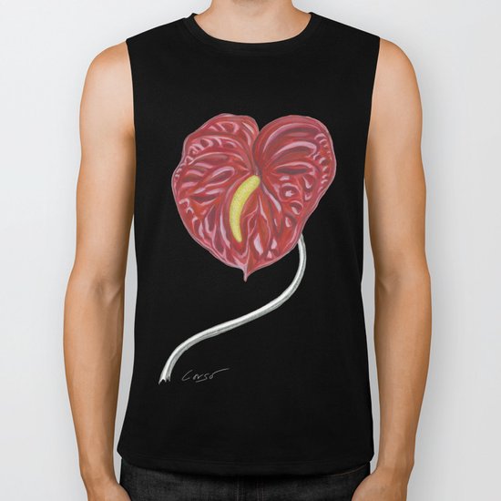 Anthurium 01 Botanical Flower * Red Heart Valentine Biker Tank