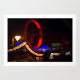 London eye in color by night - Travel photography Europe - art work Great Britain England Art Print
