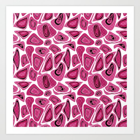Abstract raspberry black pattern. Art Print