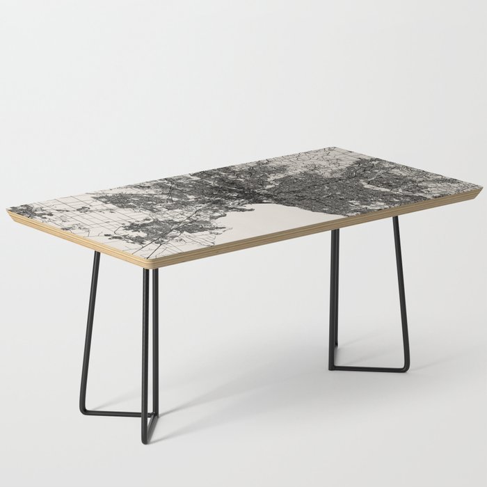 Australia, Melbourne - Black and White Illustrated Map Coffee Table