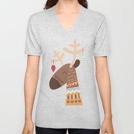Funny Christmas Reindeer V Neck T Shirt