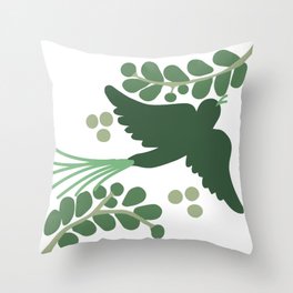 Talavera bird 6, forest fern greens Throw Pillow