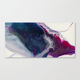 In Bloom - Abstract floral white pink and blue Resin art Canvas Print