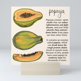 Papaya Illustrated Nutrition Infographic  Mini Art Print