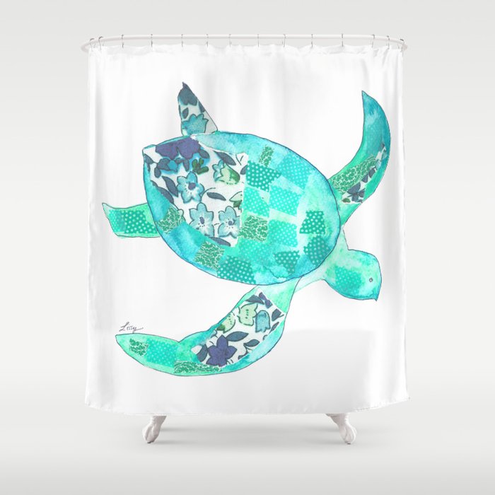Ocean Blue Sea Turtle Shower Curtain By Yellowpoppies Society6