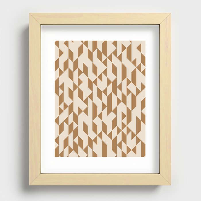 Abstract Geometric Pattern Mustard and Ivory Recessed Framed Print