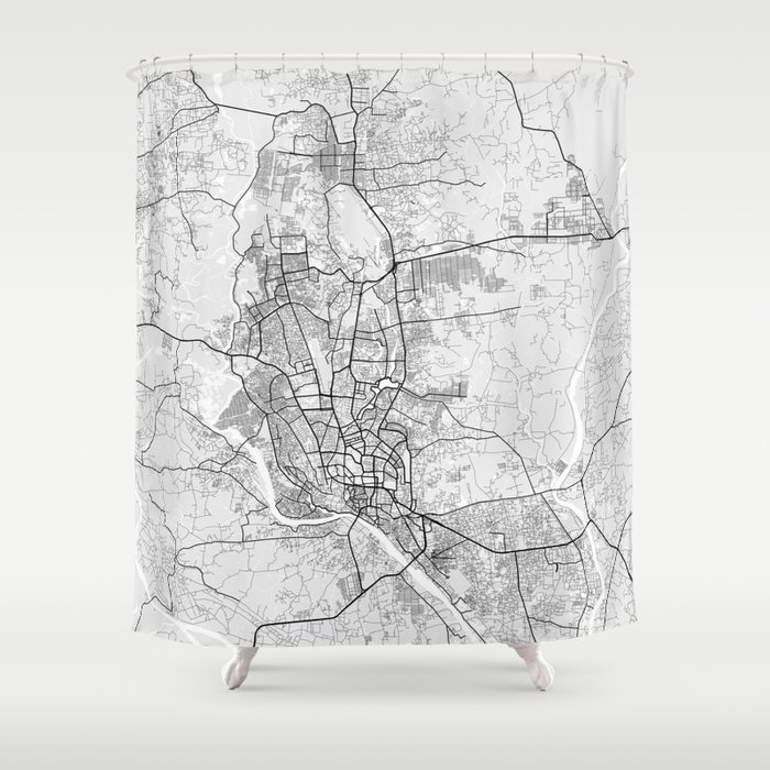 Dhaka City Map of Bangladesh Light Shower Curtain by deMAP Studio