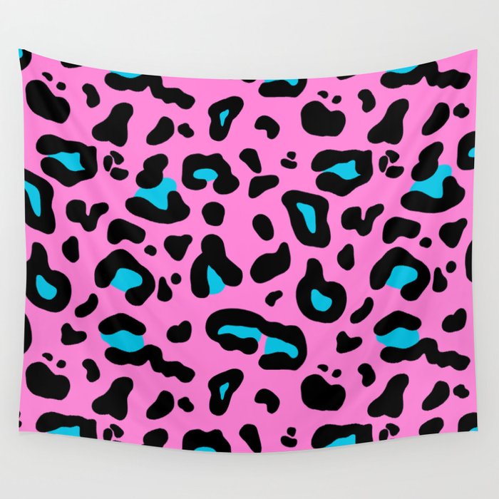 Pink & Blue Leopard Print Wall Tapestry