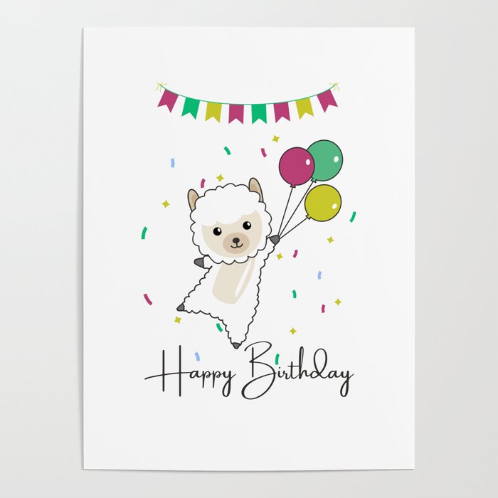 Alpaca Wishes Happy Birthday To You Alpacas Poster