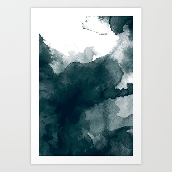 Dark Green Watercolor Marble Art Print