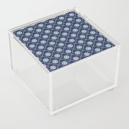 Ethnic Ogee Floral Pattern Blue Acrylic Box