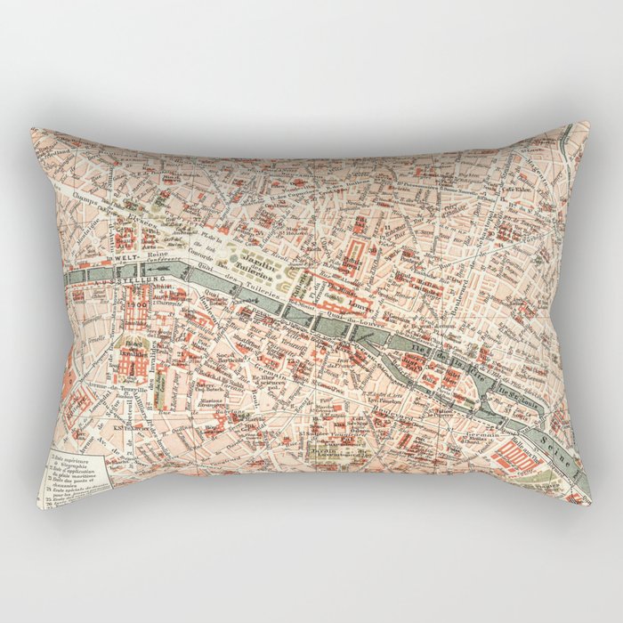 Vintage Map of Paris Rectangular Pillow