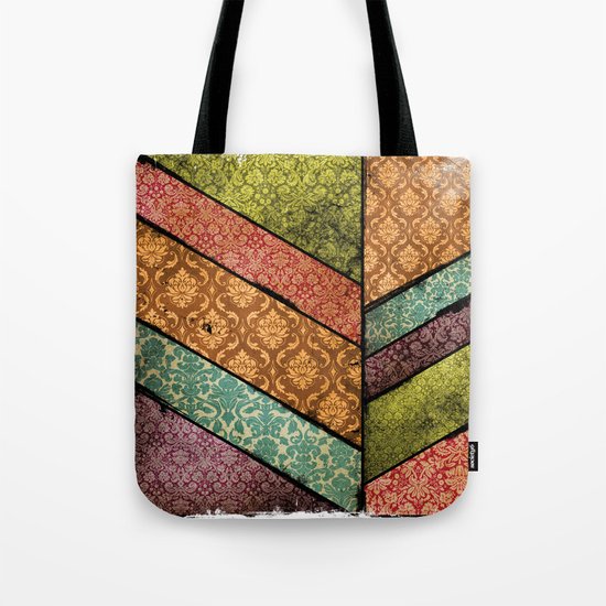 Vintage Material Chevron Tote Bag