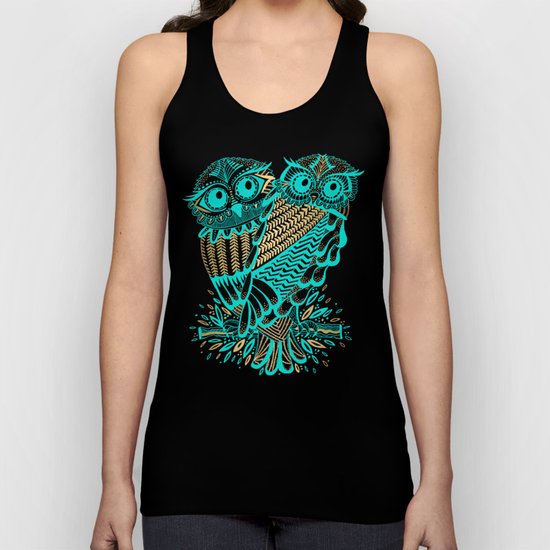 Owls – Turquoise & Gold Unisex Tank Top