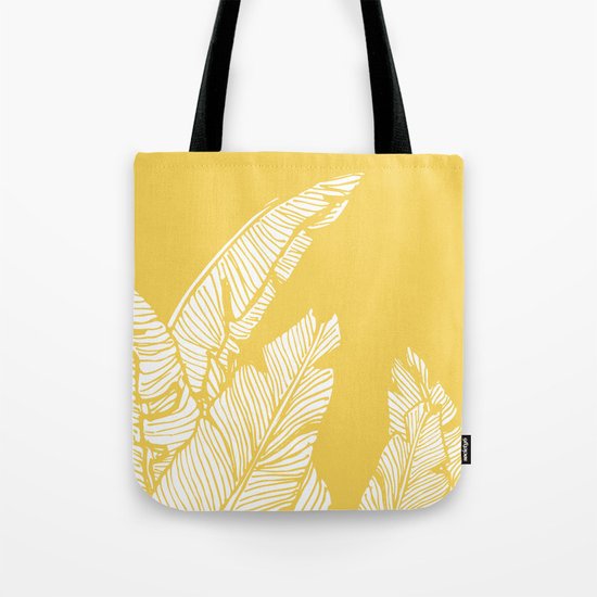 Banana Leaves on Yellow #society6 #decor #buyart Tote Bag