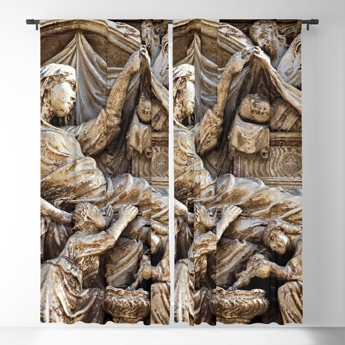 Orvieto Cathedral Relief Birth of Jesus Nativity Gothic Art Blackout Curtain
