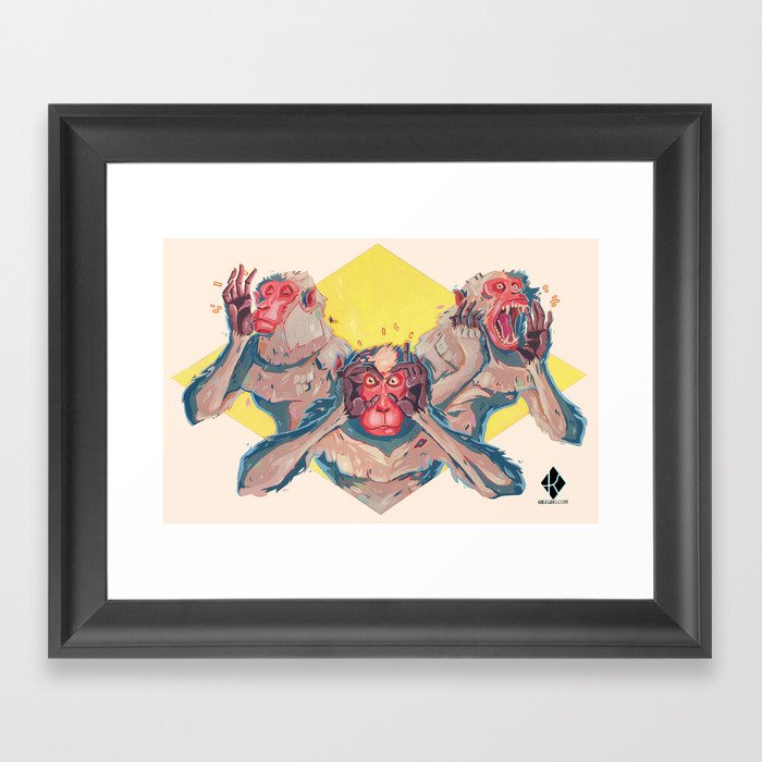 3 Wise Monkeys Framed Art Print