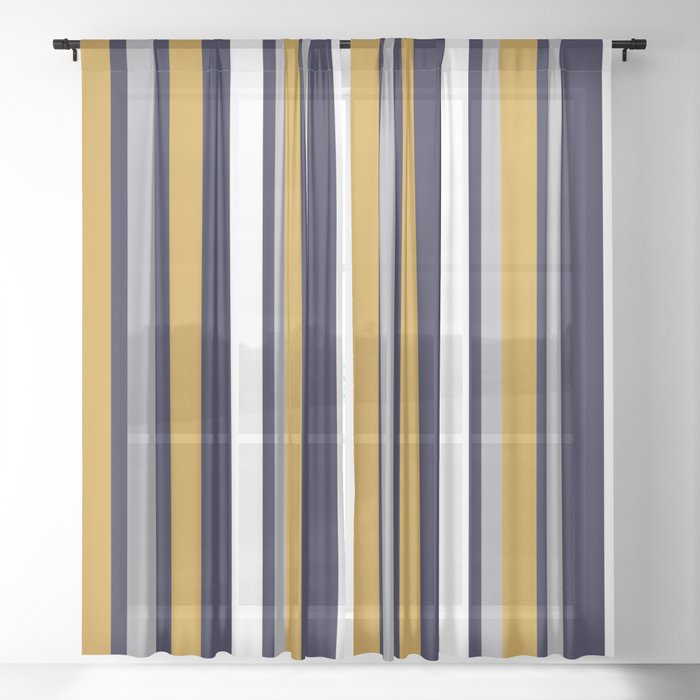 Modern Stripes In Mustard Yellow Navy, Gray Striped Sheer Curtains