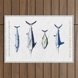 White Marlin, Yellowfin Tuna, Blue Marlin, Wahoo; Mid-Atlantic Offshore Grand Slam Outdoor Rug