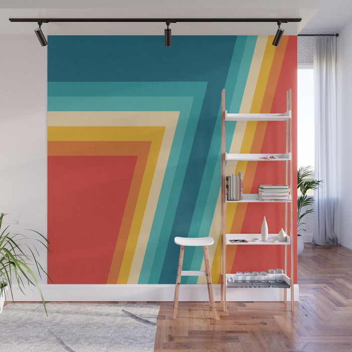 Colorful Retro Stripes 70s 80s Abstract Design Wall Mural By