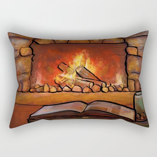 Fireplace (Winter Warming Image) Rectangular Pillow