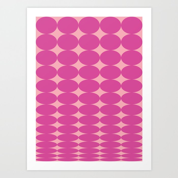 Retro Round Pattern - Pink Art Print