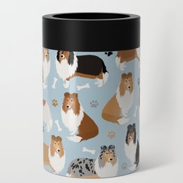 Rough Collie Dog Paws and Bones Pattern Can Cooler