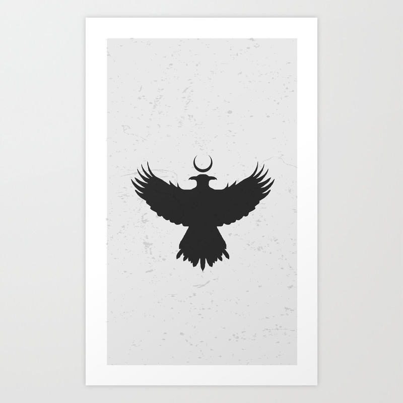 Viking Huginn And Muninn Under Cresent Moon Art Print By Nathanaelwills Society6