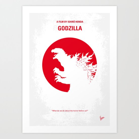 No029-2 My Godzilla 1954 minimal movie poster Art Print