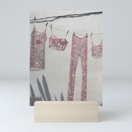 SATURDAY MORNING - collage art, glitter  artwork by Yana Potter, bling and shiny, summer mood, sunny Mini Art Print