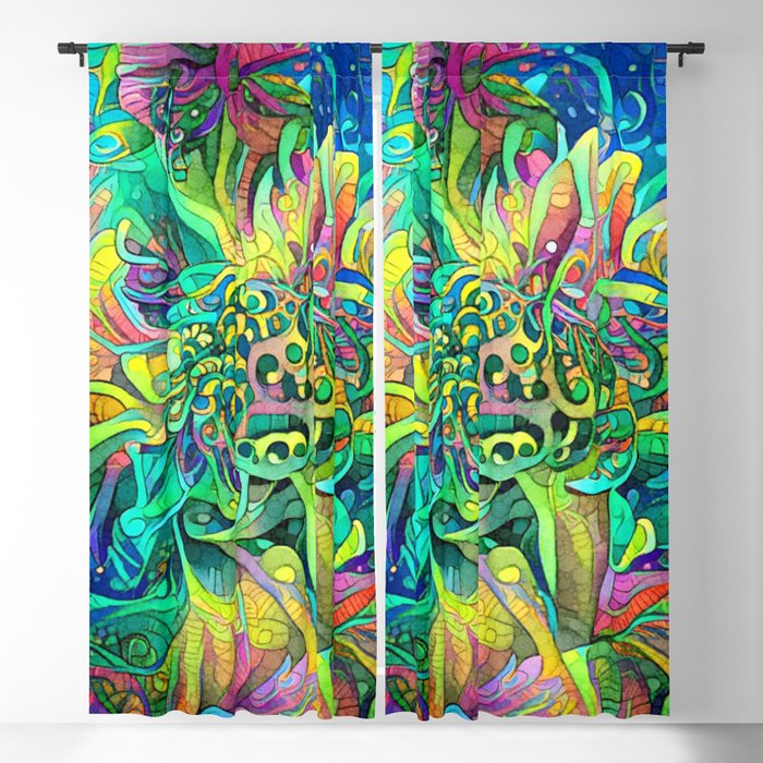 Neon Flowers Blackout Curtain