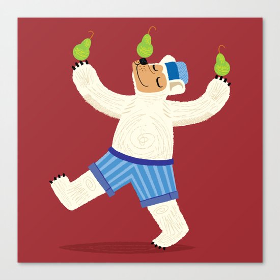 A Bear With Pears (colour variation) Canvas Print