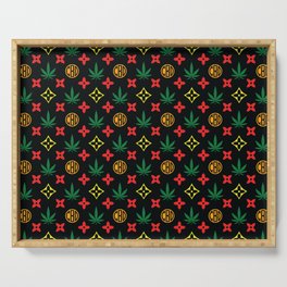 Rasta Marijuana tile pattern. Digital Illustration background Serving Tray