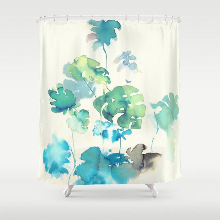 Tropical Leaves Collab Dylan Silva Shower Curtain By