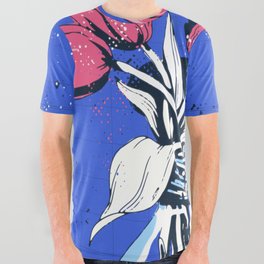 Holland Tulips Bouquet on Cobalt and Delft Blue All Over Graphic Tee