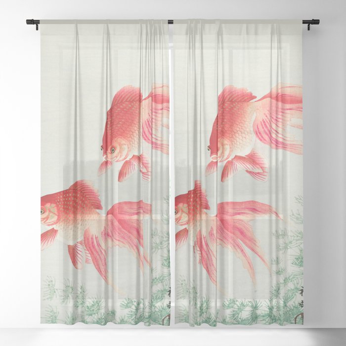 Ohara Koson - Two veil goldfish Sheer Curtain