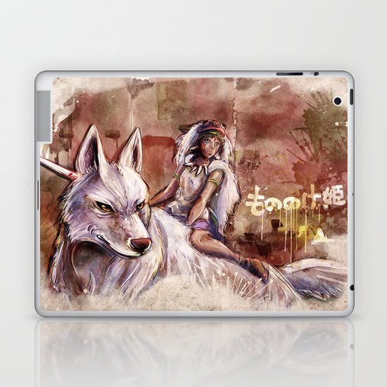 Miyazaki's Mononoke Hime - San and the Wolf TraDigital Painting Laptop & iPad Skin