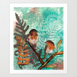Two robins Art Print