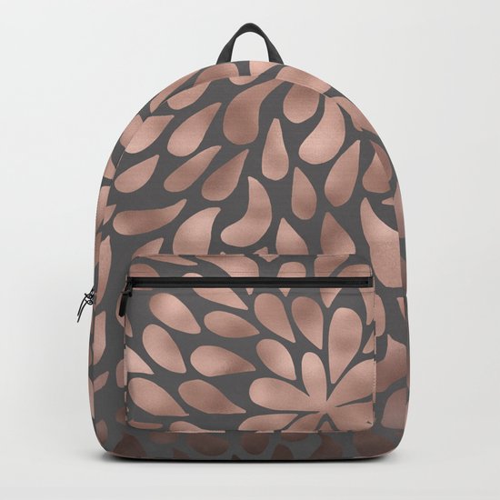 Rosegold- abstract floral elegant pattern on grey background Backpack