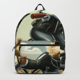 Anthropomorphic dog riding a bicycle Backpack | Surreal, Cool, Painting, Pet, Digital, Adorable, Doggy, Bicycle, Cute, Dog 