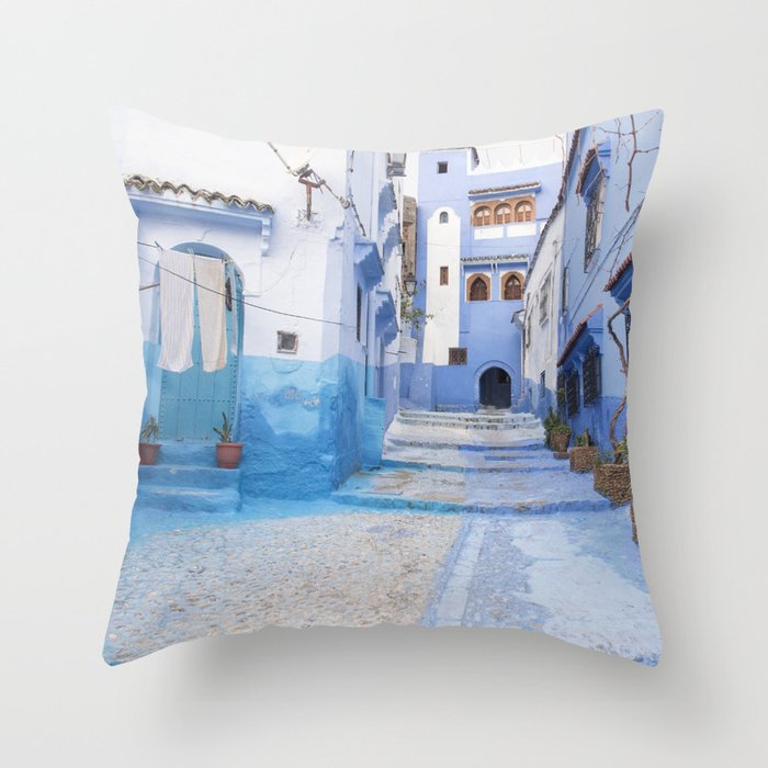 Life in Blue, Chefchaouen Morocco Throw Pillow