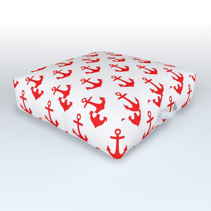 Anchors (Red & White Pattern) Outdoor Floor Cushion