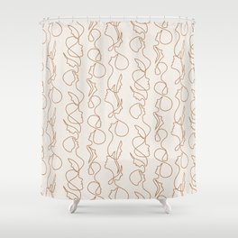 aria flowing faces - gold on cream Shower Curtain