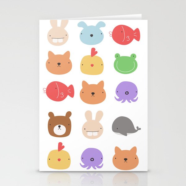 Animal Stickers Stationery Cards