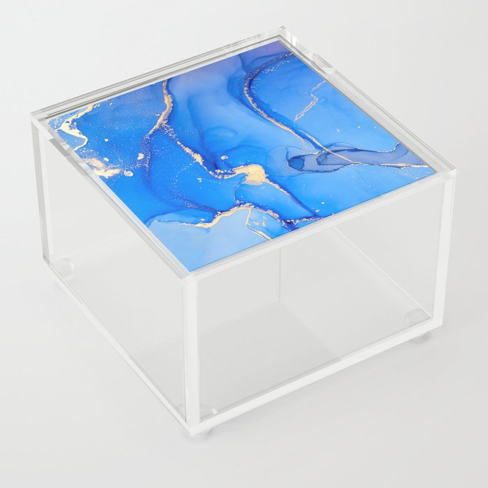 Atmospheric Blue + Gold Abstract Skyview Acrylic Box