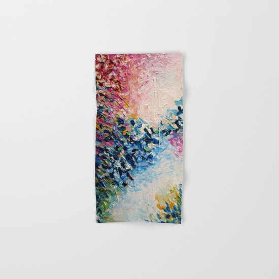 PARADISE DREAMING Colorful Pastel Abstract Art Painting Textural Pink Blue Tropical Brushstrokes Hand & Bath Towel