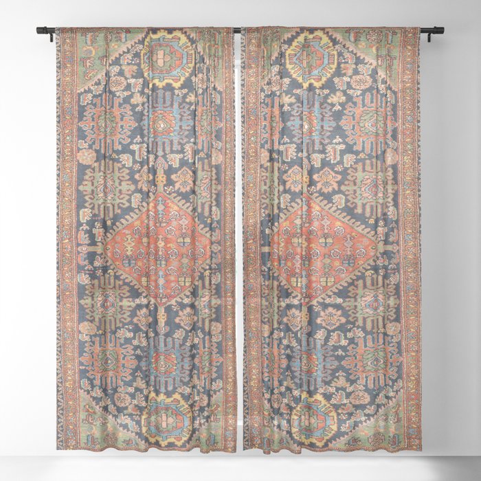 Hamadan  Antique West Persian Rug Print Sheer Curtain