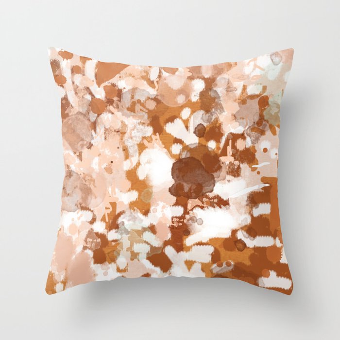 Elian - rust, orange, paint, abstract, boho, painting, clay, terracotta Throw Pillow